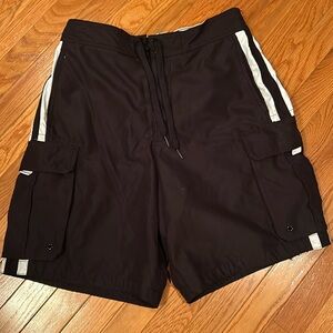 Joe Boxer -Medium - Black Swim Trunks -Cargo pockets- Inside Key Pocket
